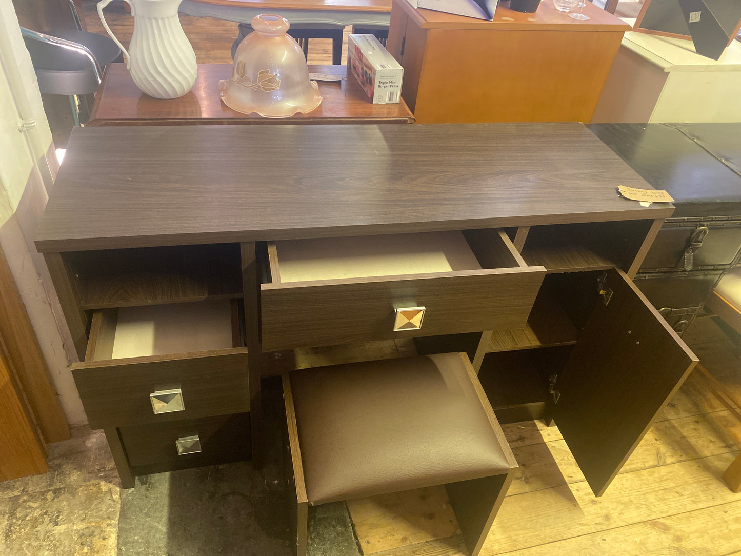Contemporary dressing table and stool