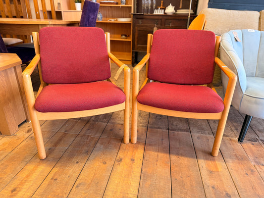 Pair of Red Fire Side Ercol Chairs